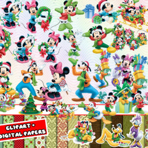 Mickey and Minnie Christmas Clipart - Cheerful Mickey and Minnie Christmas Clipart for your holiday projects