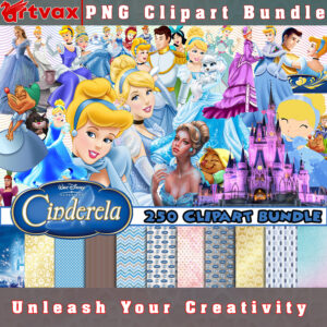 Cinderella PNG Clipart Bundle - A magical collection of Cinderella characters and icons, perfect for fairy tale-themed designs.