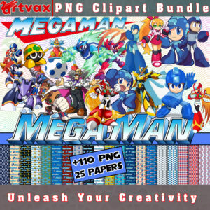 Mega Man PNG Clipart Bundle - A collection of dynamic clipart images perfect for capturing the excitement of the Mega Man universe.