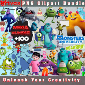 Monsters Inc PNG Clipart Bundle - A collection of charming clipart images featuring characters and elements from the classic Pixar film 