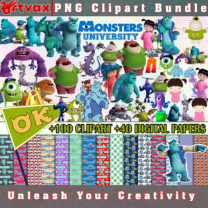 Monsters University PNG Clipart Bundle - A collection of charming clipart images featuring characters and elements from the beloved Pixar film 