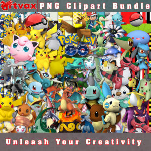 Pokémon GO PNG Clipart Bundle - A vibrant collection of Pokémon characters and icons, perfect for gaming-themed designs.