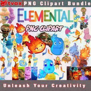Elemental PNG Clipart Bundle - A collection of PNG designs representing the elemental forces of nature, including fire, water, earth, and air.