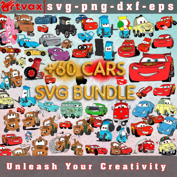 Cars SVG Bundle - Exciting and Iconic Pixar Designs for Kids' Crafts and Projects