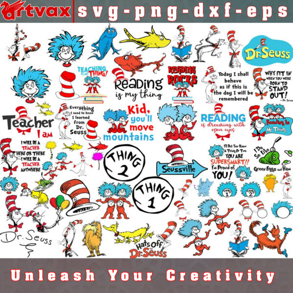 Dr. Seuss SVG Bundle - Whimsical and Colorful Designs for Creative ...