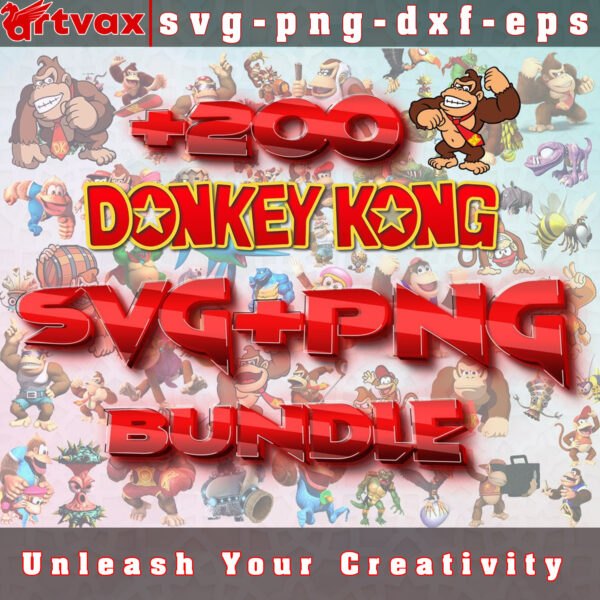 Donkey Kong SVG Bundle featuring pixel-perfect designs inspired by the iconic arcade classic.