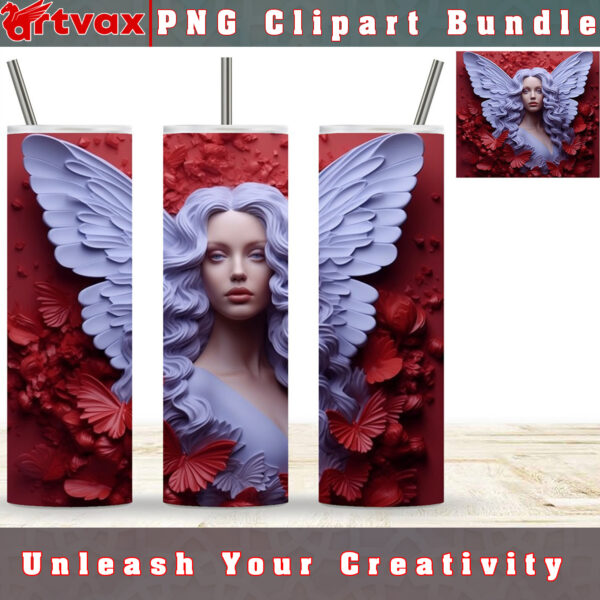 3D RED FLOWERS WITH BEAUTIFUL WOMEN 20 OZ SKINNY TUMBLER SUBLIMATION DESIGN