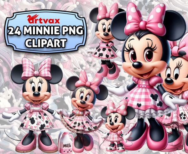 Minnie Milk PNG Bundle – high-quality digital designs of Minnie Mouse with a milk theme.