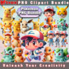 Pokémon PNG Bundle – high-quality digital designs of popular Pokémon characters.