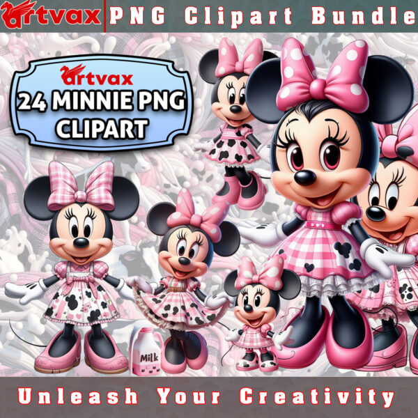 Minnie Milk PNG Bundle – high-quality digital designs of Minnie Mouse with a milk theme.