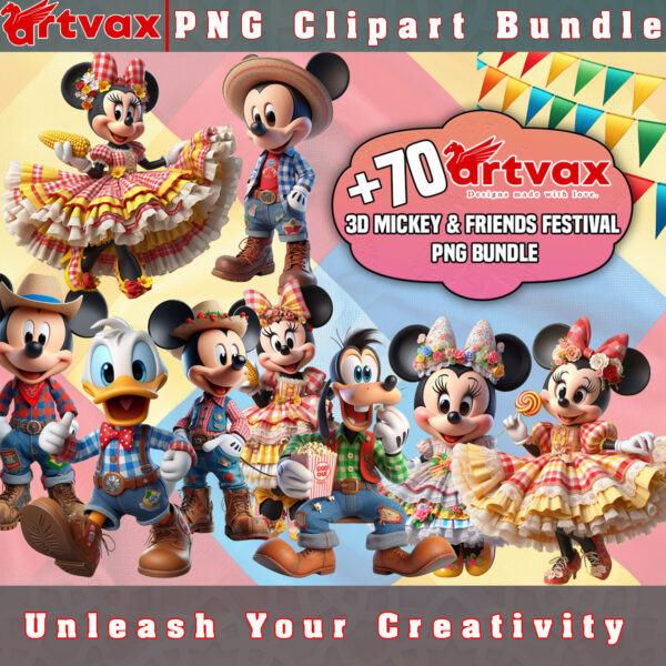 Festival Mickey and Friends PNG Bundle – high-quality digital designs of Mickey Mouse and friends celebrating.