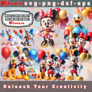 Mickey Mouse Birthday PNG Bundle – high-quality digital designs of Mickey Mouse in birthday celebrations