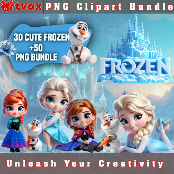 3d cute Frozen Clipart bundle