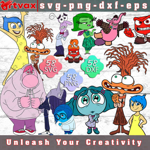 Inside Out 2 SVG Bundle – high-quality digital designs of Inside Out 2 characters in SVG format.