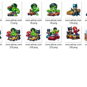 Cute Avengers on Wheels png