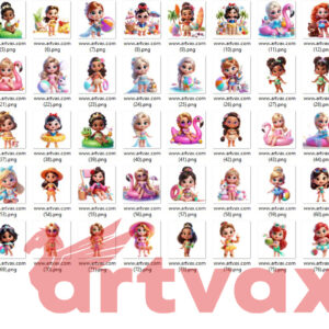 Disney Princess Pool Party PNG Bundle