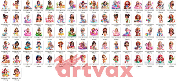 Disney Princess Pool Party PNG Bundle