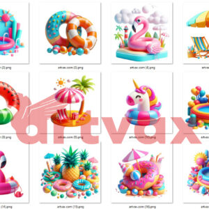 Disney Princess Pool Party PNG Bundle