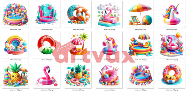 Disney Princess Pool Party PNG Bundle