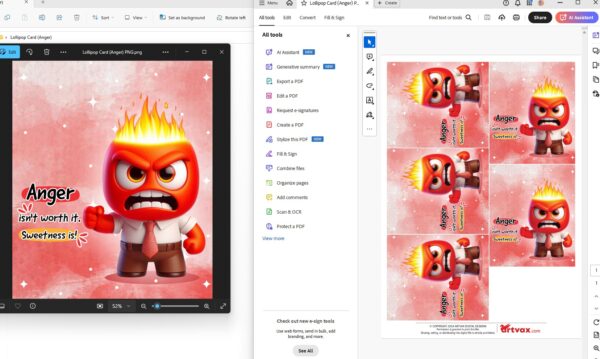 Anger Inside Out 2 lollipop card template