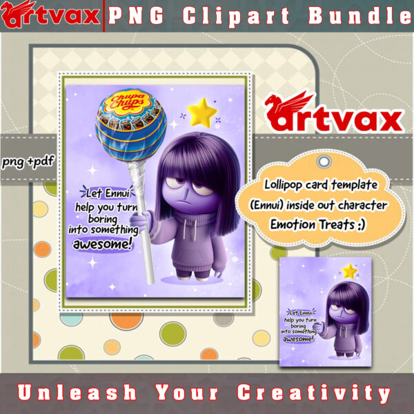 Ennui Inside Out 2 lollipop card template