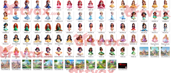 Cute Princesses Png Bundle