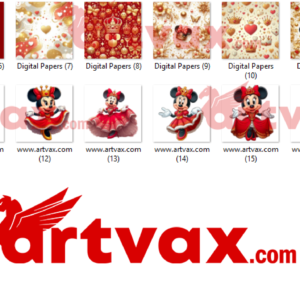 Red Minnie Royal princess Clipart Bundle