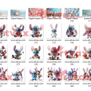 Stitch Easter clipart bundle