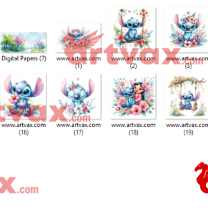 Watercolor Stitch Floral PNG