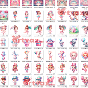 Cute Circus Girls Clipart Bundle