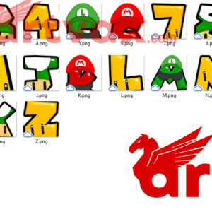 Mario Alphabet png svg ttf