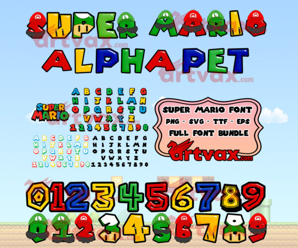 Mario Alphabet png svg ttf