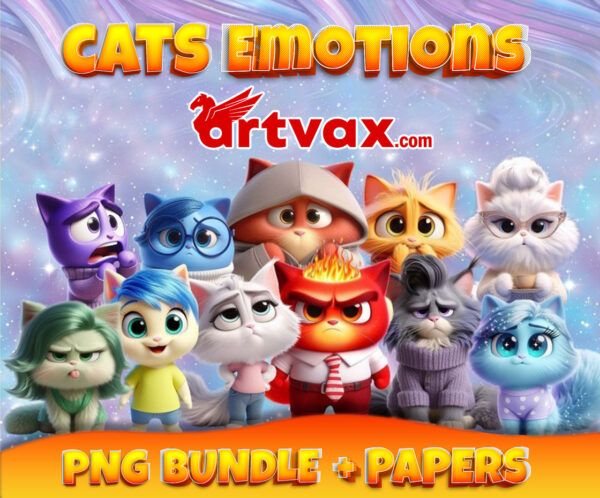 Inside Out 2 cats Emotions Clipart