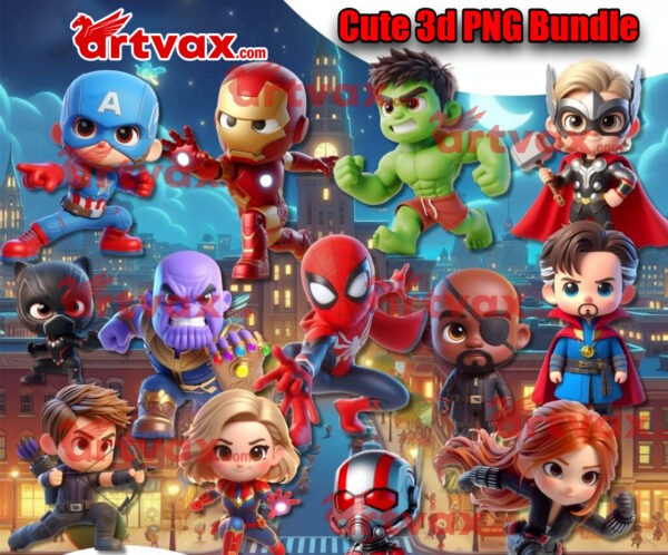 Cute Avengers Superhero Png bundle