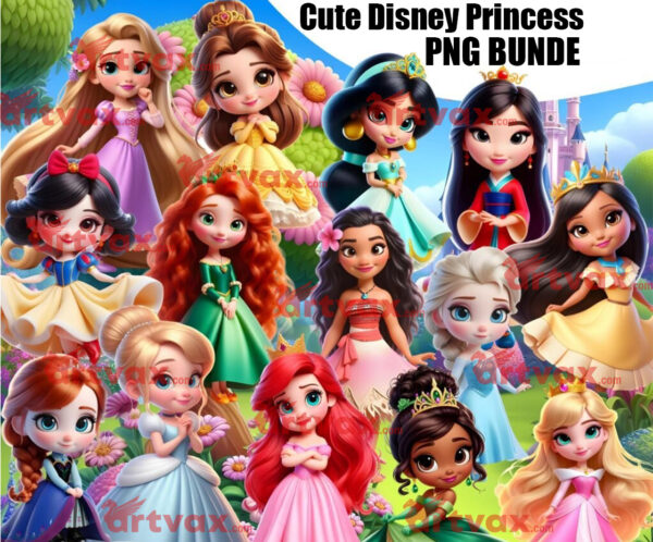 Cute Disney Princesses Png Bundle