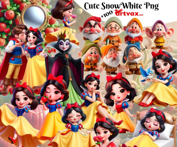 Cute 3D Snow White PNG Clipart