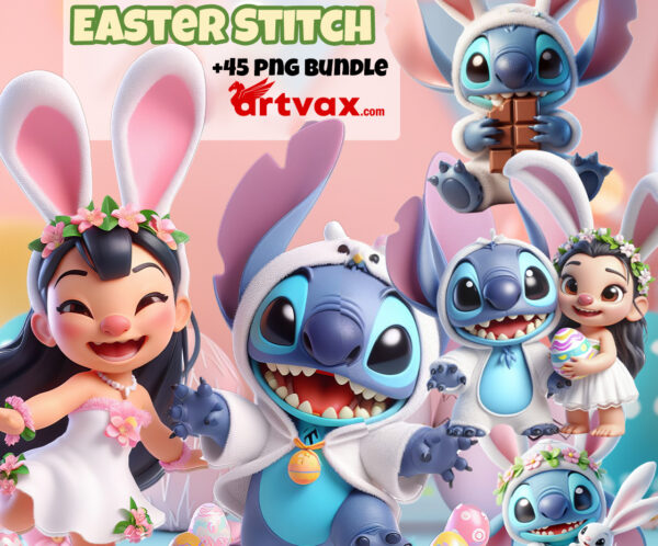 Stitch Easter clipart bundle