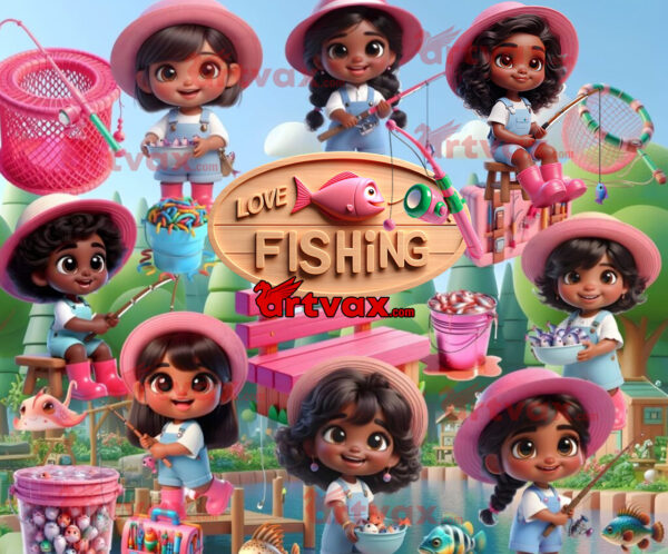 Cute Fishing Girls Png Bundle