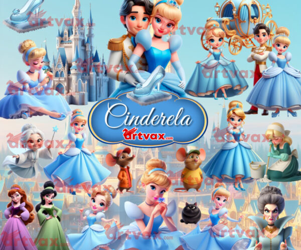 Cute 3d Cinderella princess Clipart