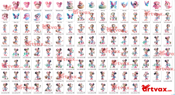 Cute Pink Minnie Clipart png bundle