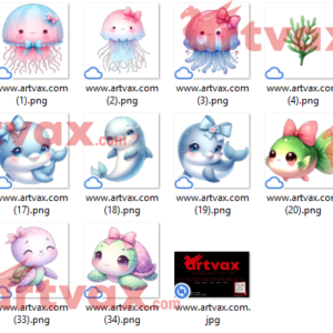 Cute Sea Creatures PNG Bundle