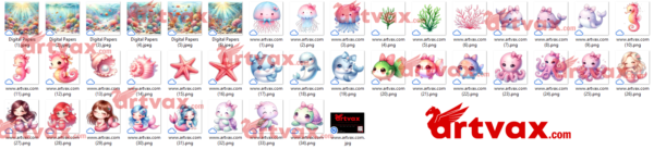 Cute Sea Creatures PNG Bundle