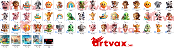 3D Cute Baby Animals Clipart