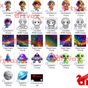 3D Cute Astronauts PNG Bundle