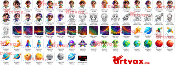 3D Cute Astronauts PNG Bundle