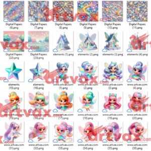 Cute 3D Fairies PNG Bundle