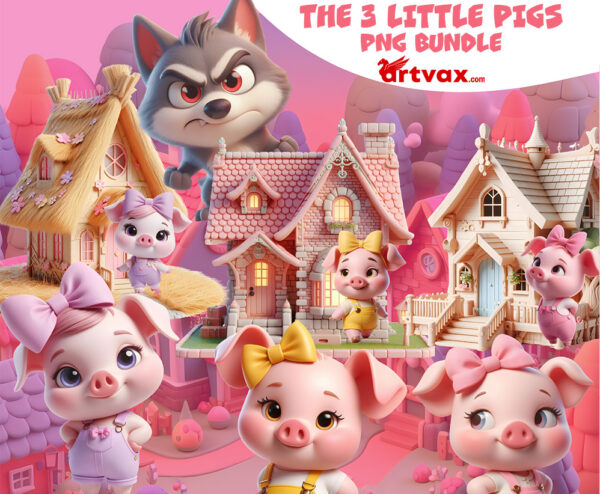 The Three Little Pigs PNG Bundle