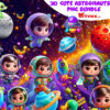 3D Cute Astronauts PNG Bundle