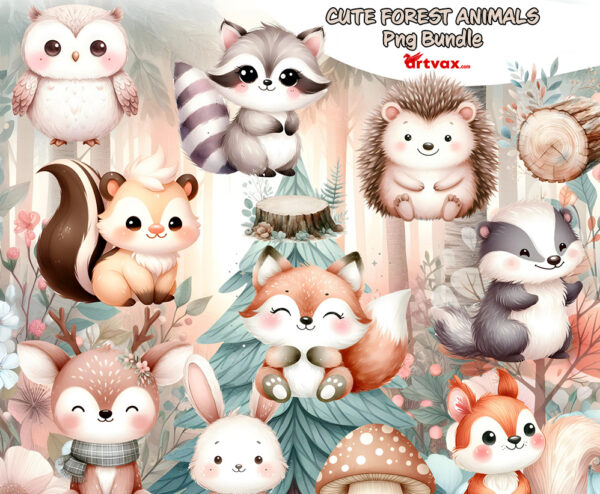 Cute Forest Animals PNG Bundle