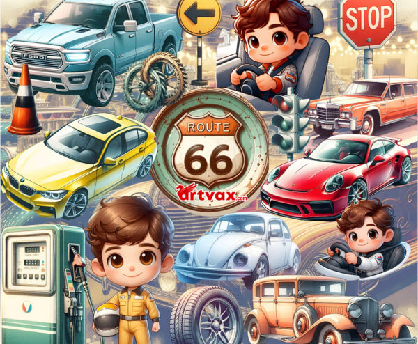 Kids Vintage Cars PNG Bundle